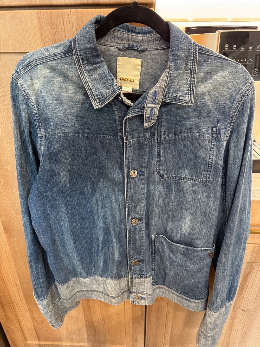 Diesel Men’s Distressed Indigo Denim Shirt Jacket